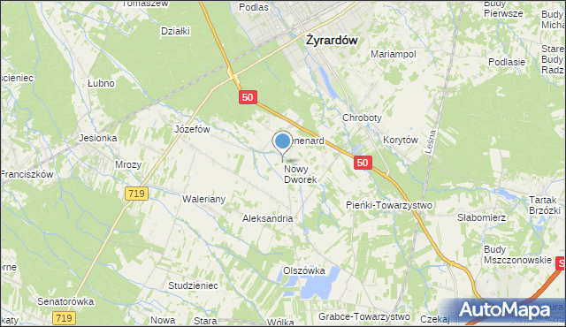 mapa Nowy Dworek, Nowy Dworek gmina Mszczonów na mapie Targeo
